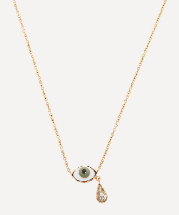 Grainne Morton - Gold-Plated Glass Eye Teardrop Pendant Necklace image number null