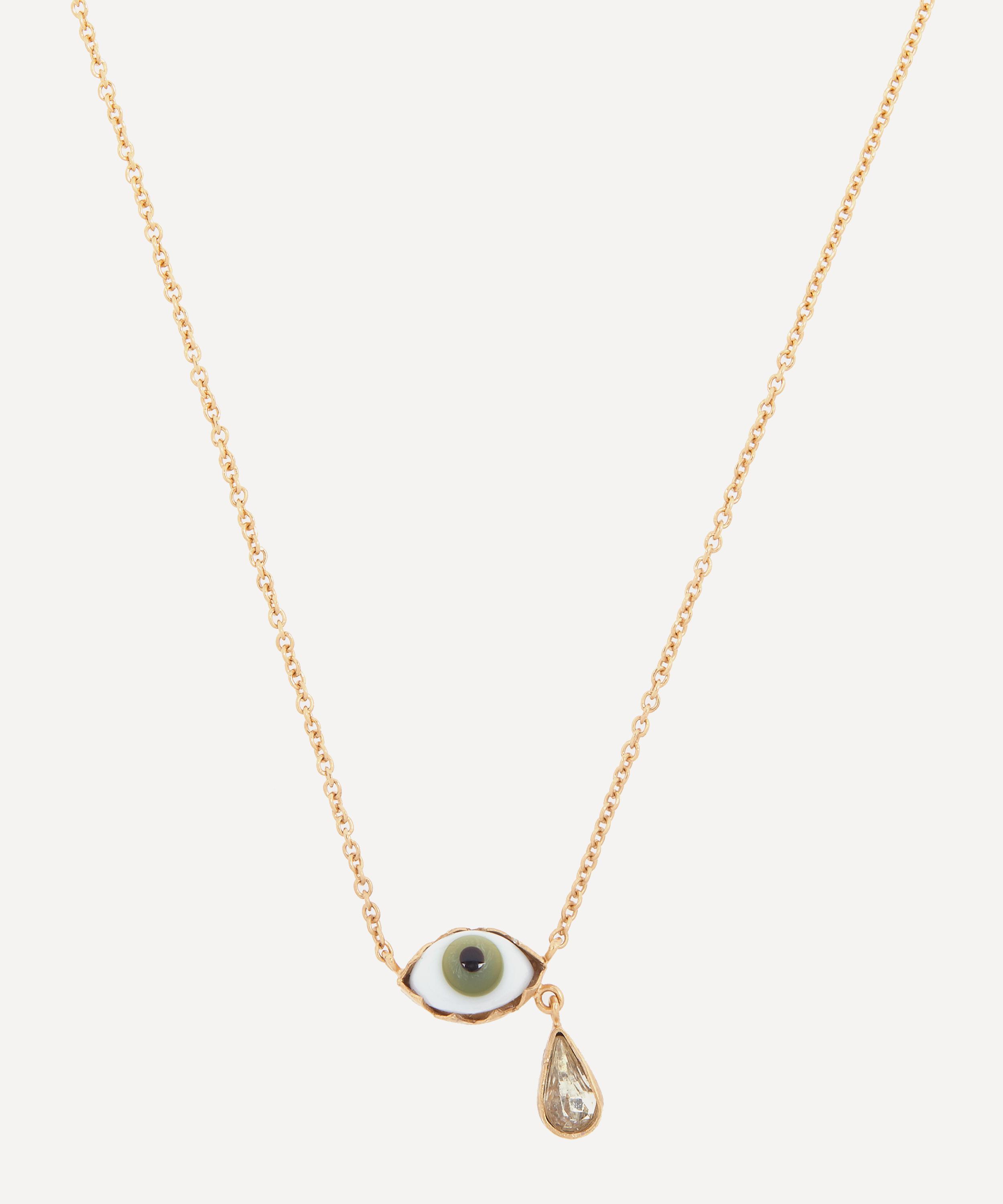 Grainne Morton - Gold-Plated Glass Eye Teardrop Pendant Necklace image number 0