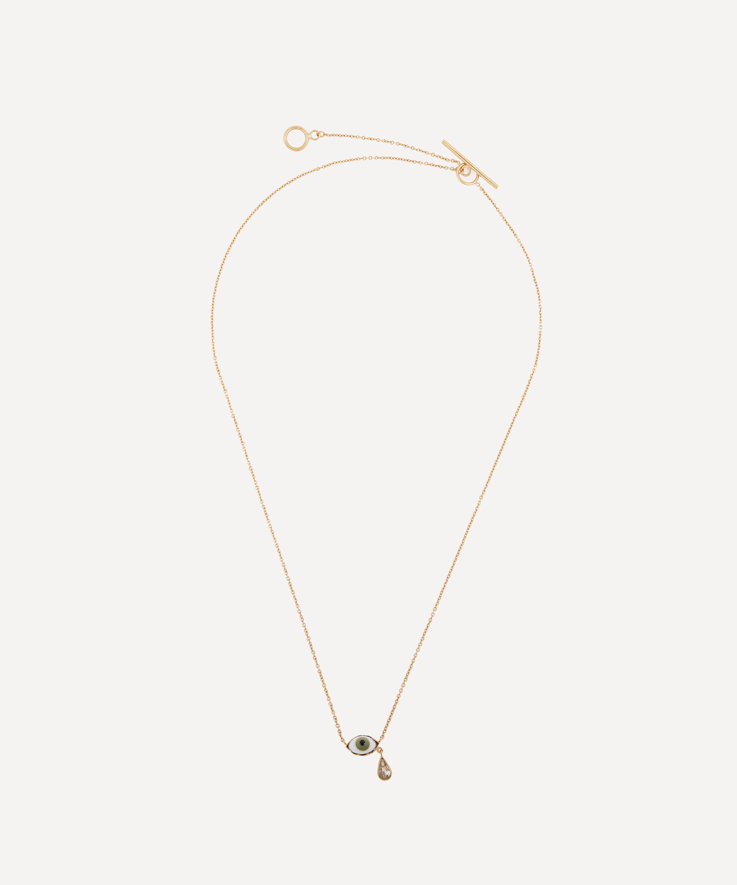 Grainne Morton - Gold-Plated Glass Eye Teardrop Pendant Necklace image number 2