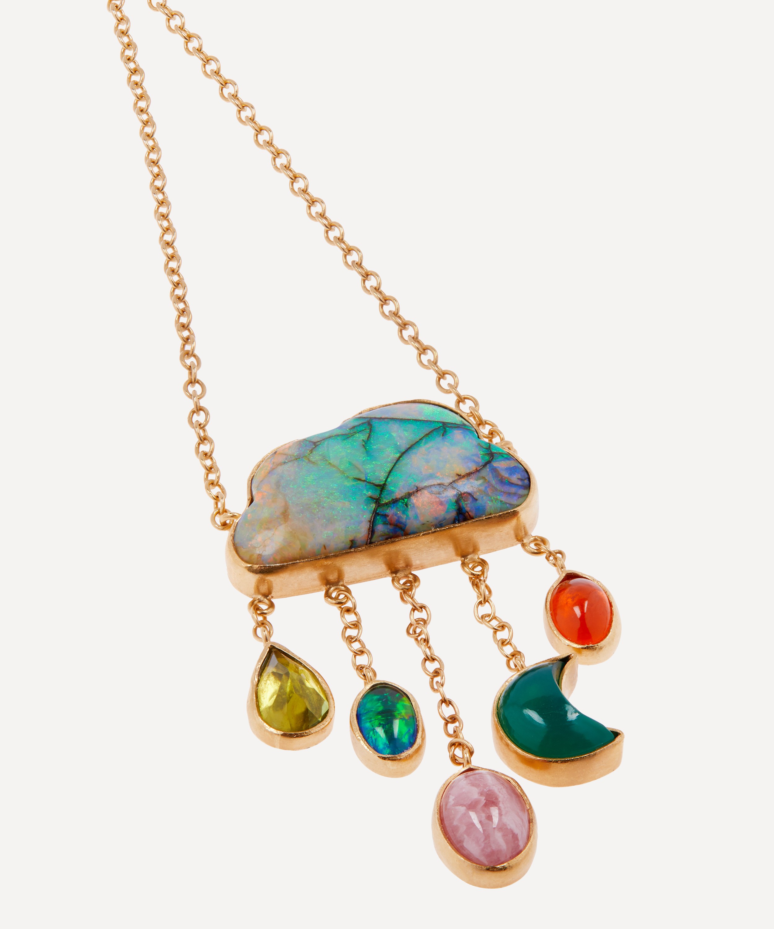 Grainne Morton - Gold-Plated Opal Cloud and Rain Multi-Stone Pendant Necklace image number 2