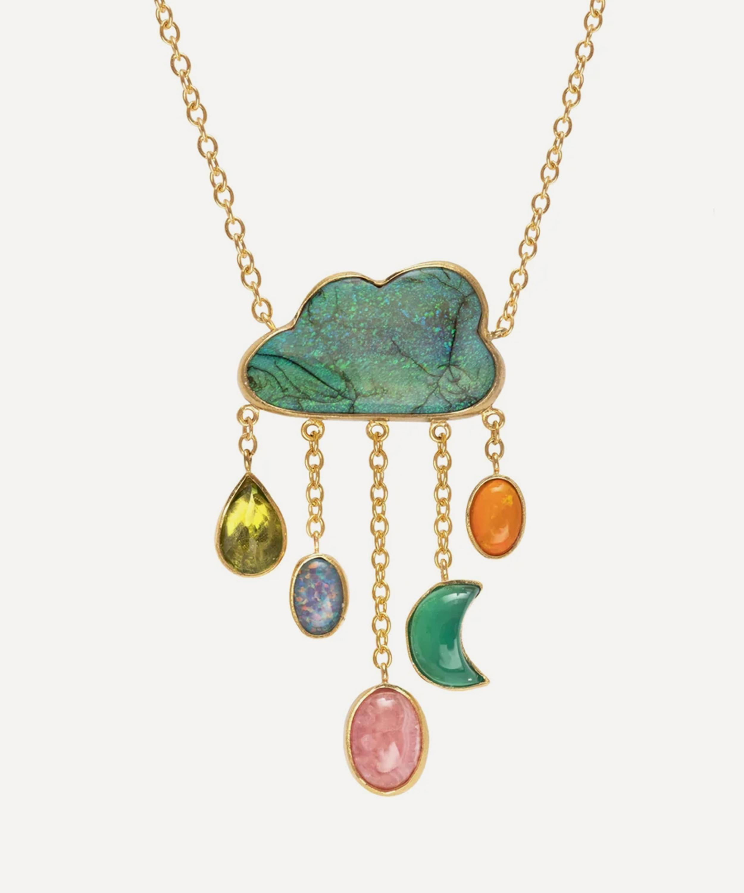 Grainne Morton - Gold-Plated Opal Cloud and Rain Multi-Stone Pendant Necklace image number 0