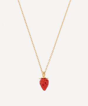 Gold-Plated Coral Strawberry Pendant Necklace