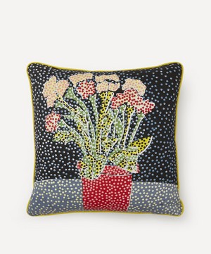 Beth Postle - Midnight Potted Plant Handprinted Cushion image number 0
