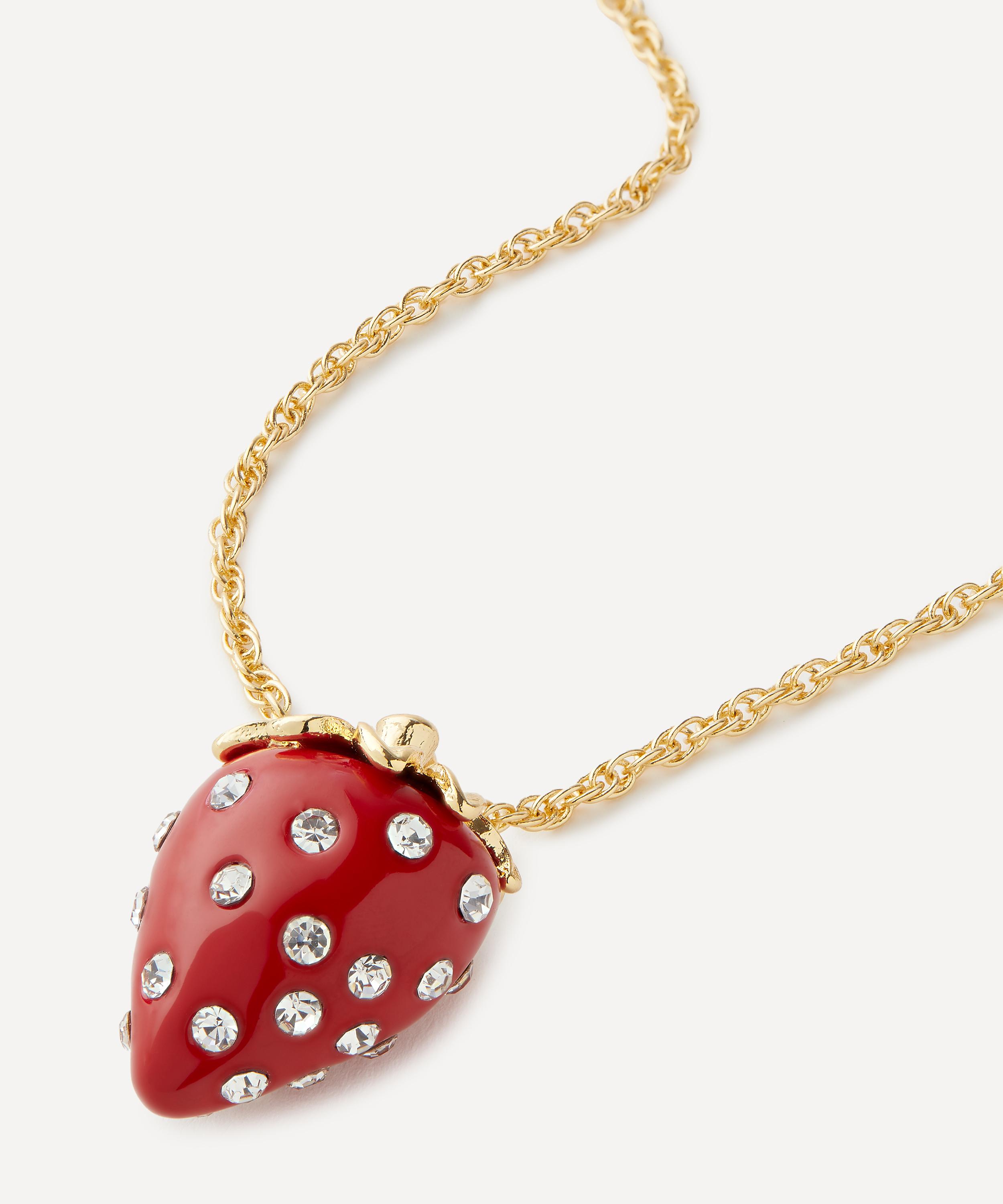 Kenneth Jay Lane - Gold-Plated Crystal Resin Strawberry Pendant Necklace image number 0