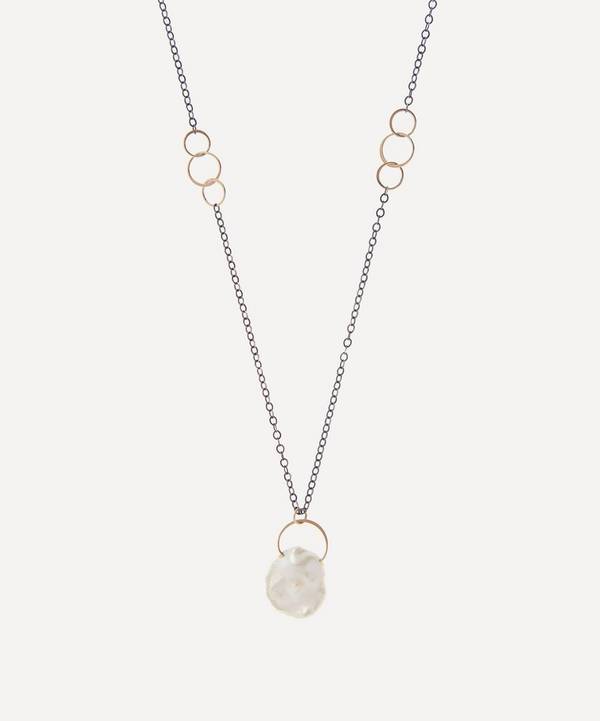 Melissa Joy Manning - Silver and 14ct Gold Keshi Pearl Drop Pendant Necklace image number 0