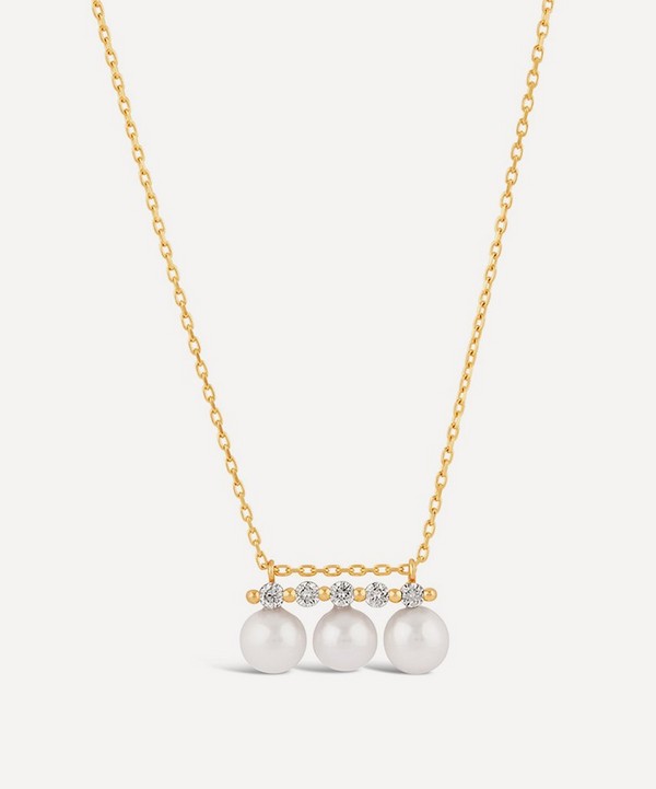 Dinny Hall - 14ct Gold Shuga Triple Pearl and Five Diamond Pendant Necklace image number null
