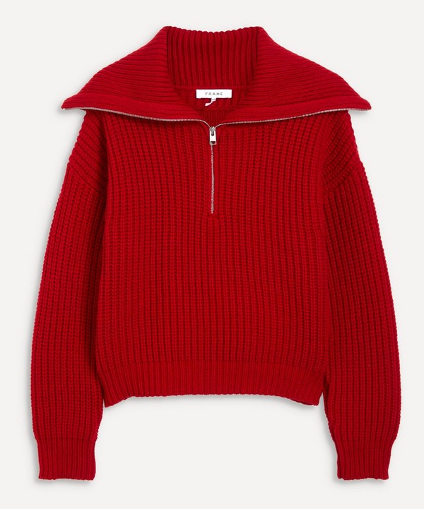 Frame - Half Zip Ribbed Sweater image number null