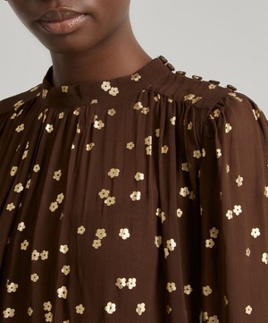 byTiMo - Gold Petals Georgette Mini-Dress image number 4