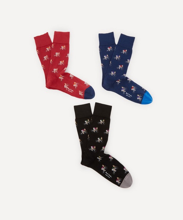 Paul Smith - Cycling Rabbits Motif Socks Pack of Three image number null