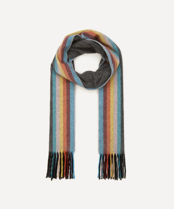 Paul Smith - Artist Stripe Trim Cashmere Scarf image number null
