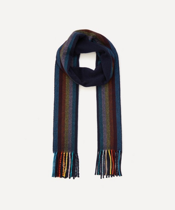 Paul Smith - Artist Stripe Trim Cashmere Scarf image number null