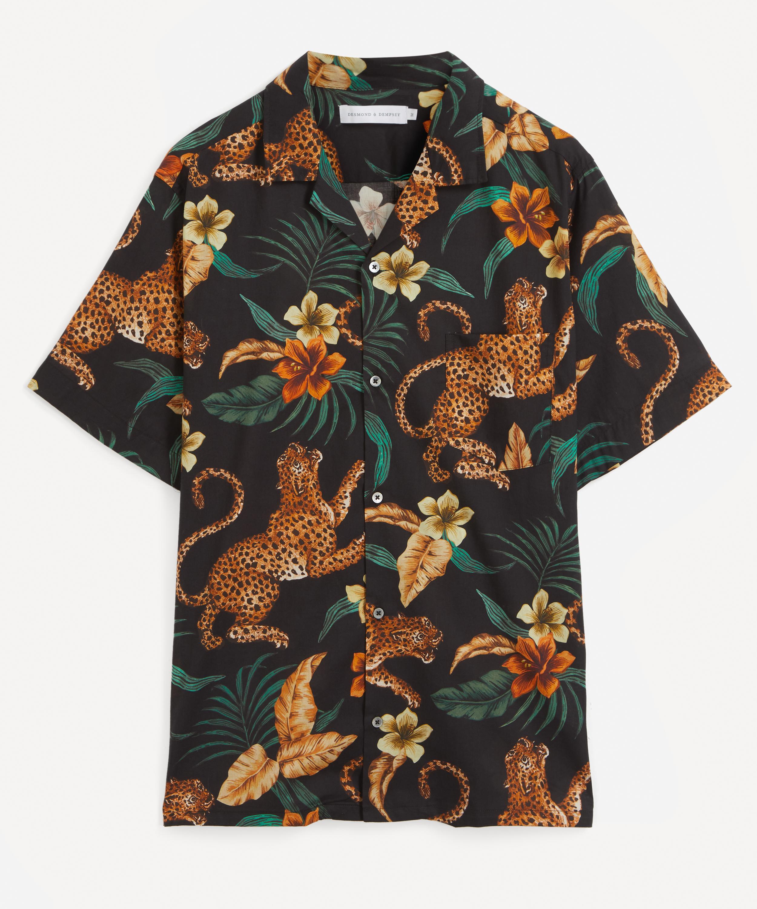 Desmond & Dempsey - Soleia Jungle-Print Cuban Pyjama Shirt image number 0