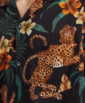 Desmond & Dempsey - Soleia Jungle-Print Cuban Pyjama Shirt image number 4