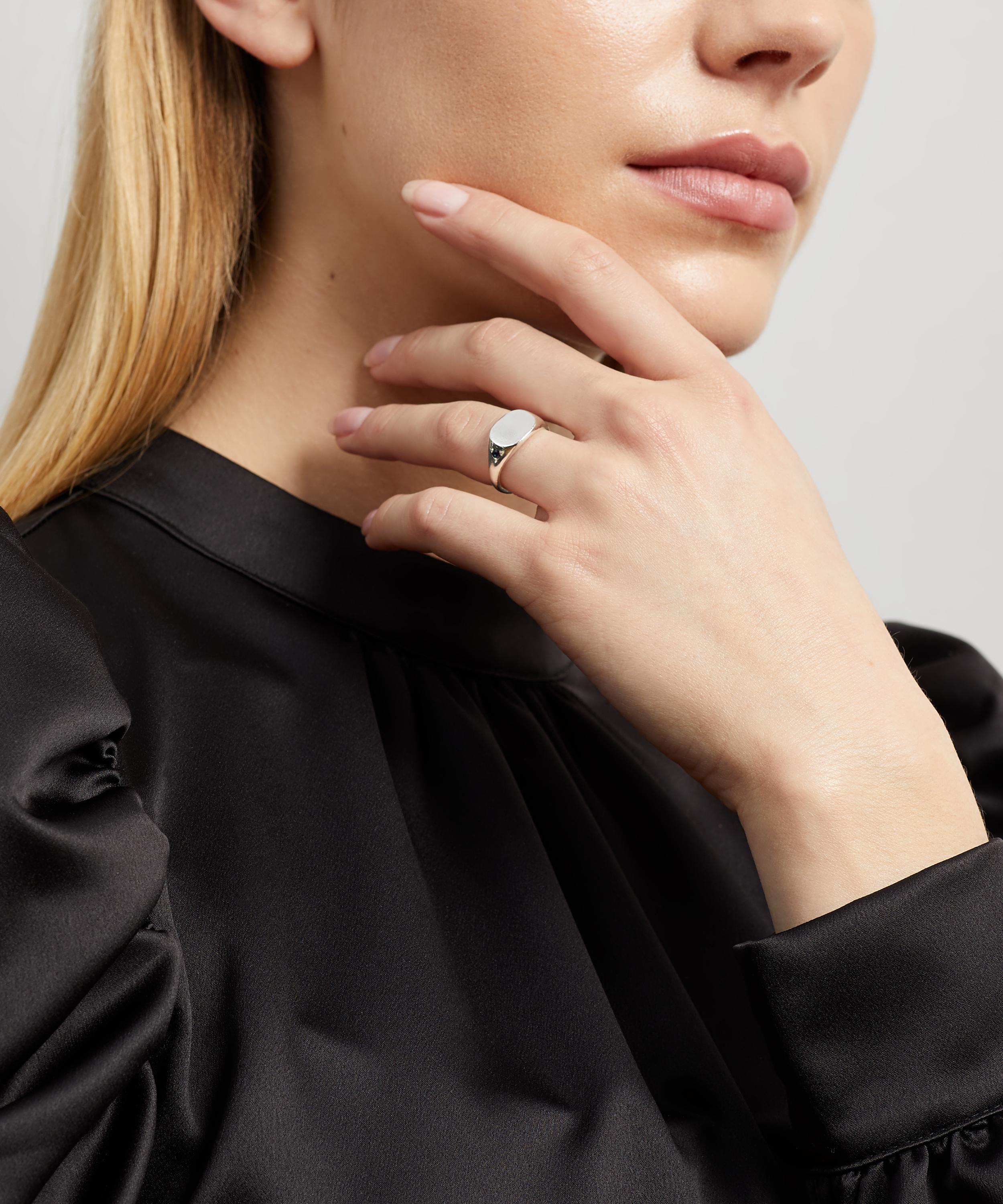 Seb Brown Silver Blue Sapphire Oval Signet Ring | Liberty