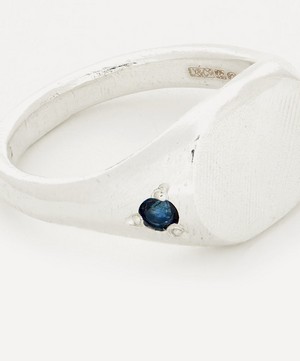 Seb Brown - Silver Blue Sapphire Oval Signet Ring image number 3