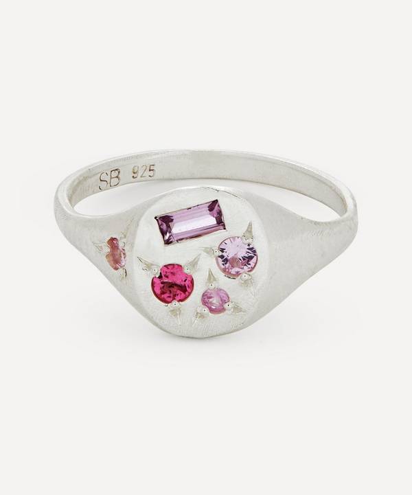 Seb Brown - Silver Neapolitan Pink Sapphire and Tourmaline Signet Ring