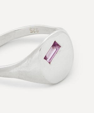 Seb Brown - Silver Baguette Pink Sapphire Signet Ring image number 3