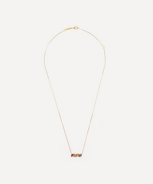 Suzanne Kalan - 14ct Gold Rainbow Multi-Stone Baguette Bar Pendant Necklace image number 2