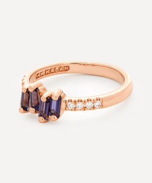 Suzanne Kalan - 14ct Rose Gold Iolite and Pavé Diamond Fireworks Ring image number 2
