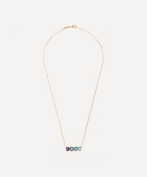 Suzanne Kalan - 14ct Gold Multi-Stone Emerald and Baguette Cut Bar Pendant Necklace image number 2