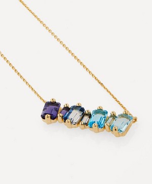 Suzanne Kalan - 14ct Gold Multi-Stone Emerald and Baguette Cut Bar Pendant Necklace image number 3