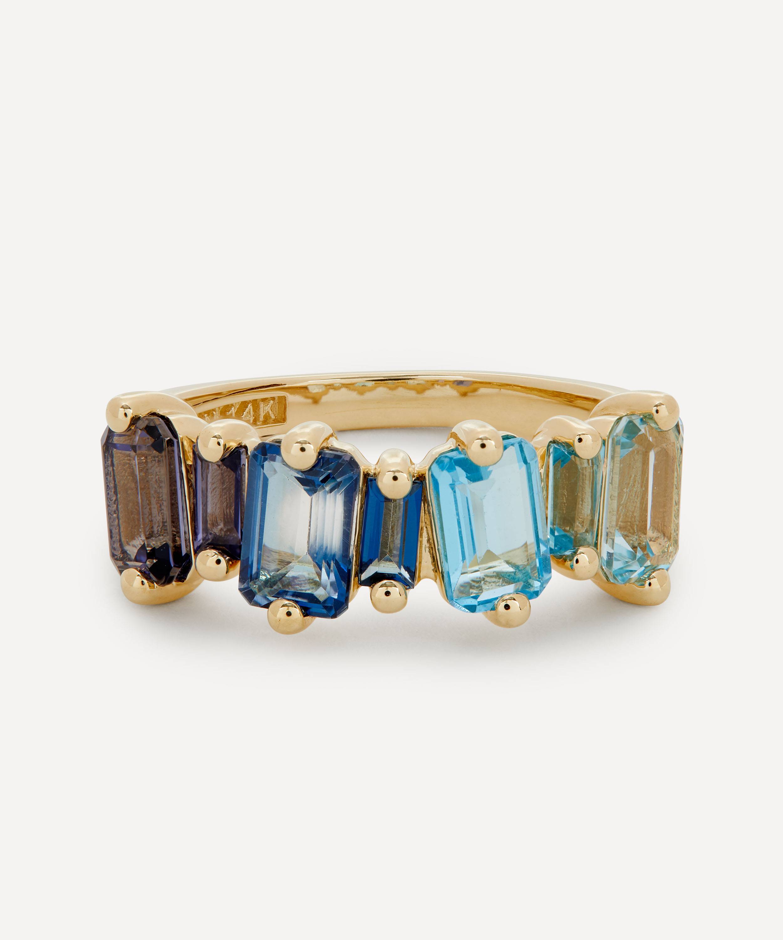 Suzanne Kalan 14ct Gold Multi-Stone Emerald and Baguette Cut Ring | Liberty