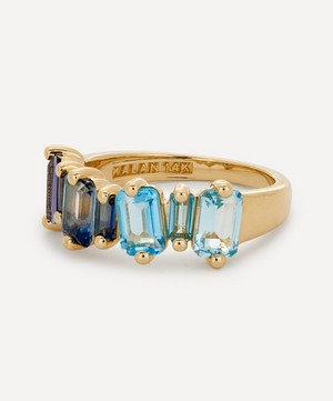 Suzanne Kalan - 14ct Gold Multi-Stone Emerald and Baguette Cut Ring image number 2
