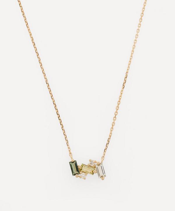 Suzanne Kalan - 14ct Gold Multi-Stone Mini Baguette Bar Pendant Necklace image number null