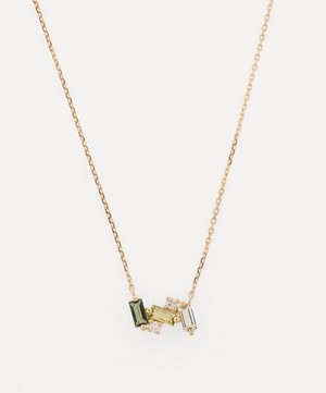 Suzanne Kalan - 14ct Gold Multi-Stone Mini Baguette Bar Pendant Necklace image number 0