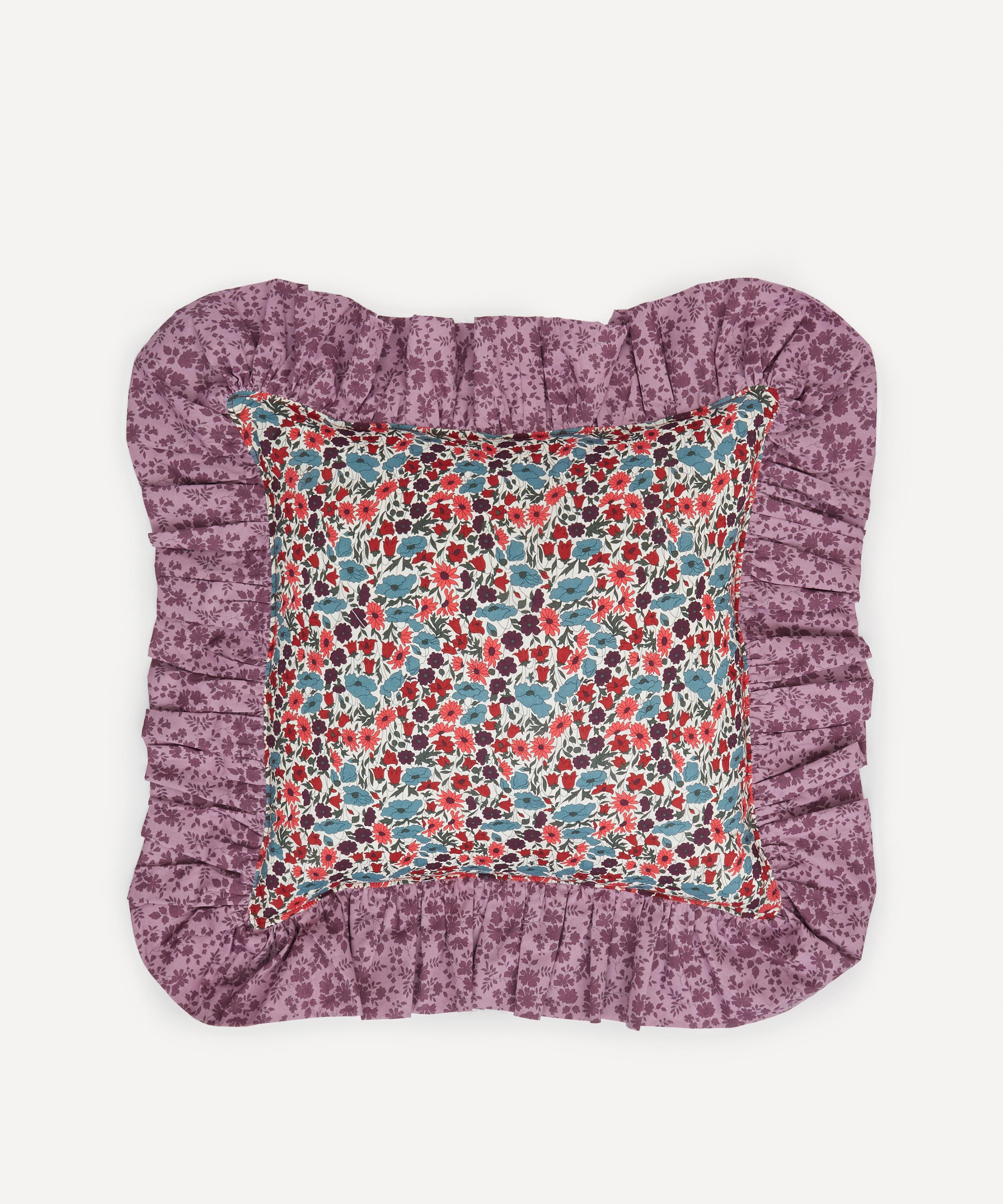 Coco & Wolf - Poppy and Daisy Teal Frill Edge Square Cushion image number 0