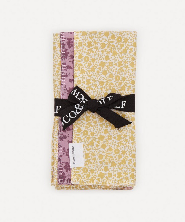 Coco & Wolf - Floral Stencil and Capel Patchwork Napkins Set of Two image number null