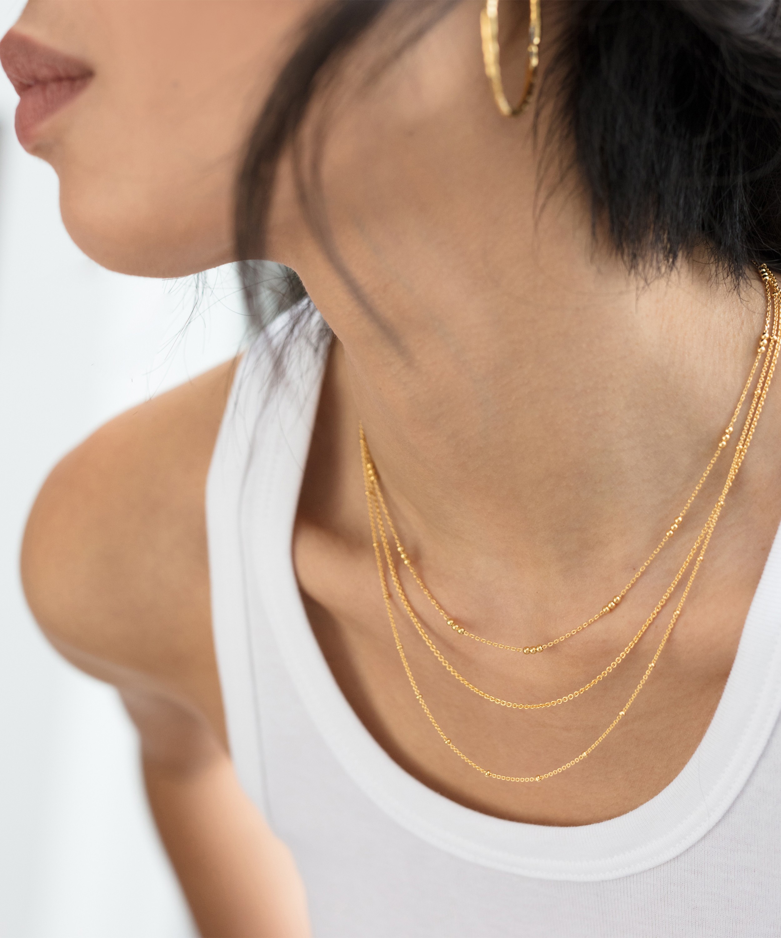 Monica Vinader 18ct Gold Layered Chain Necklace | Liberty Vermeil 18-20\