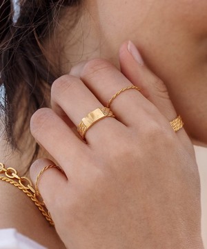 Monica Vinader - 18ct Gold Plated Vermeil Silver Corda Skinny Ring image number 1