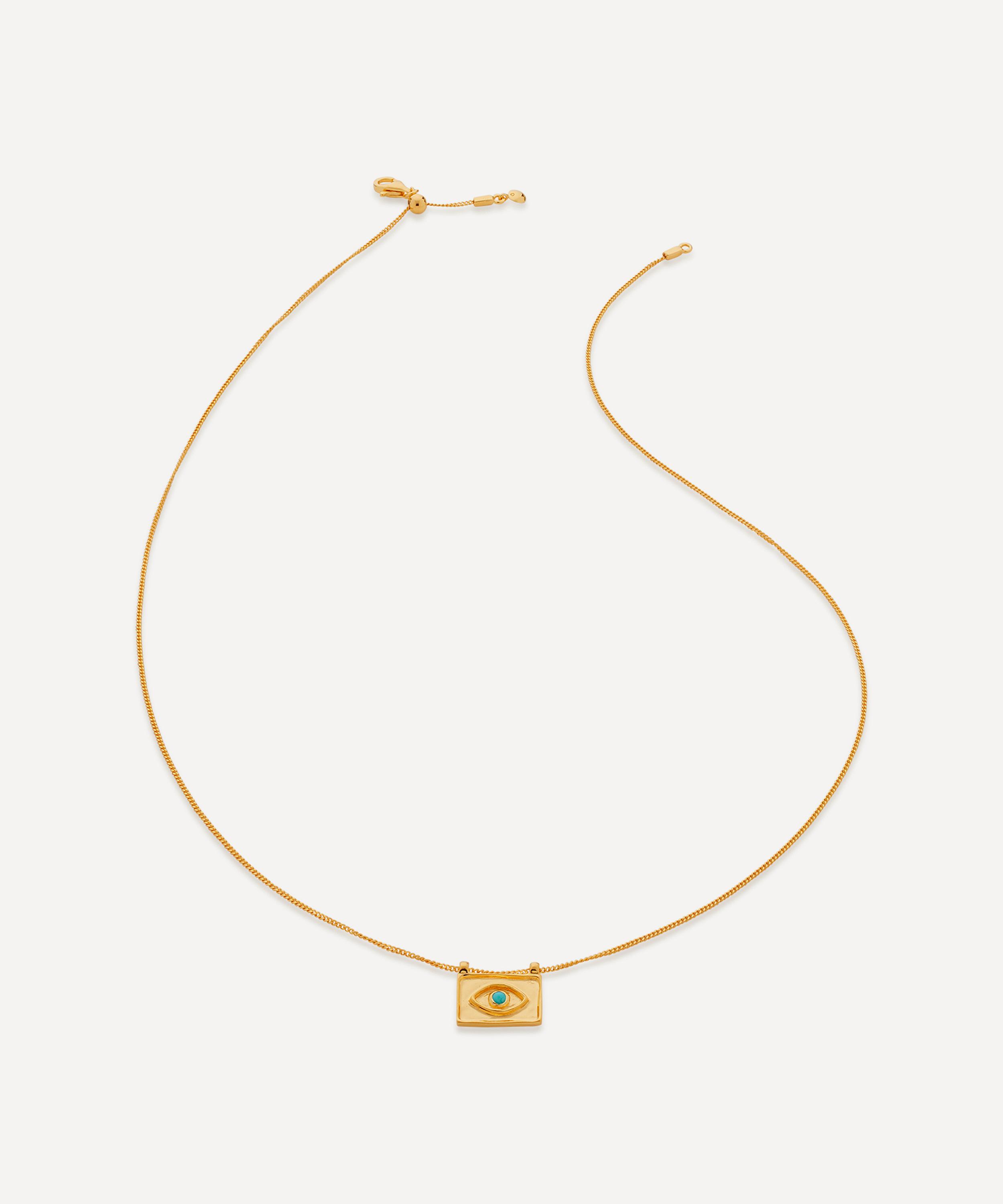 Monica Vinader - 18ct Gold Plated Vermeil Silver Deia Turquoise Evil Eye Pendant Necklace image number 0