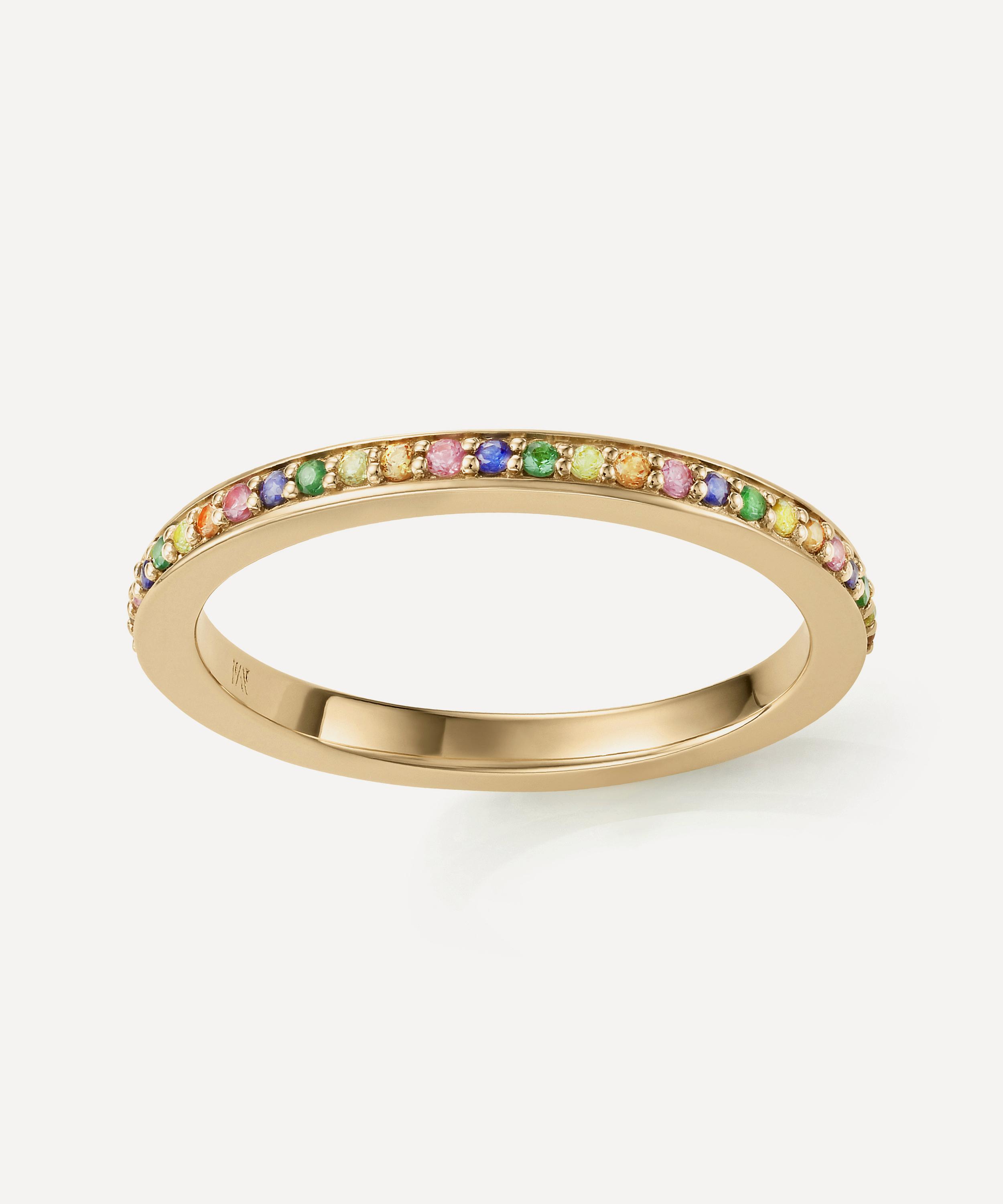 Monica Vinader - 18ct Gold Plated Vermeil Silver Skinny Sapphire Eternity Ring image number 