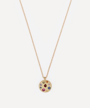 Polly Wales - 18ct Gold Celeste Medium Rainbow Sapphire Disc Pendant Necklace image number 0