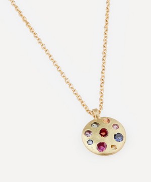 Polly Wales - 18ct Gold Celeste Medium Rainbow Sapphire Disc Pendant Necklace image number 3