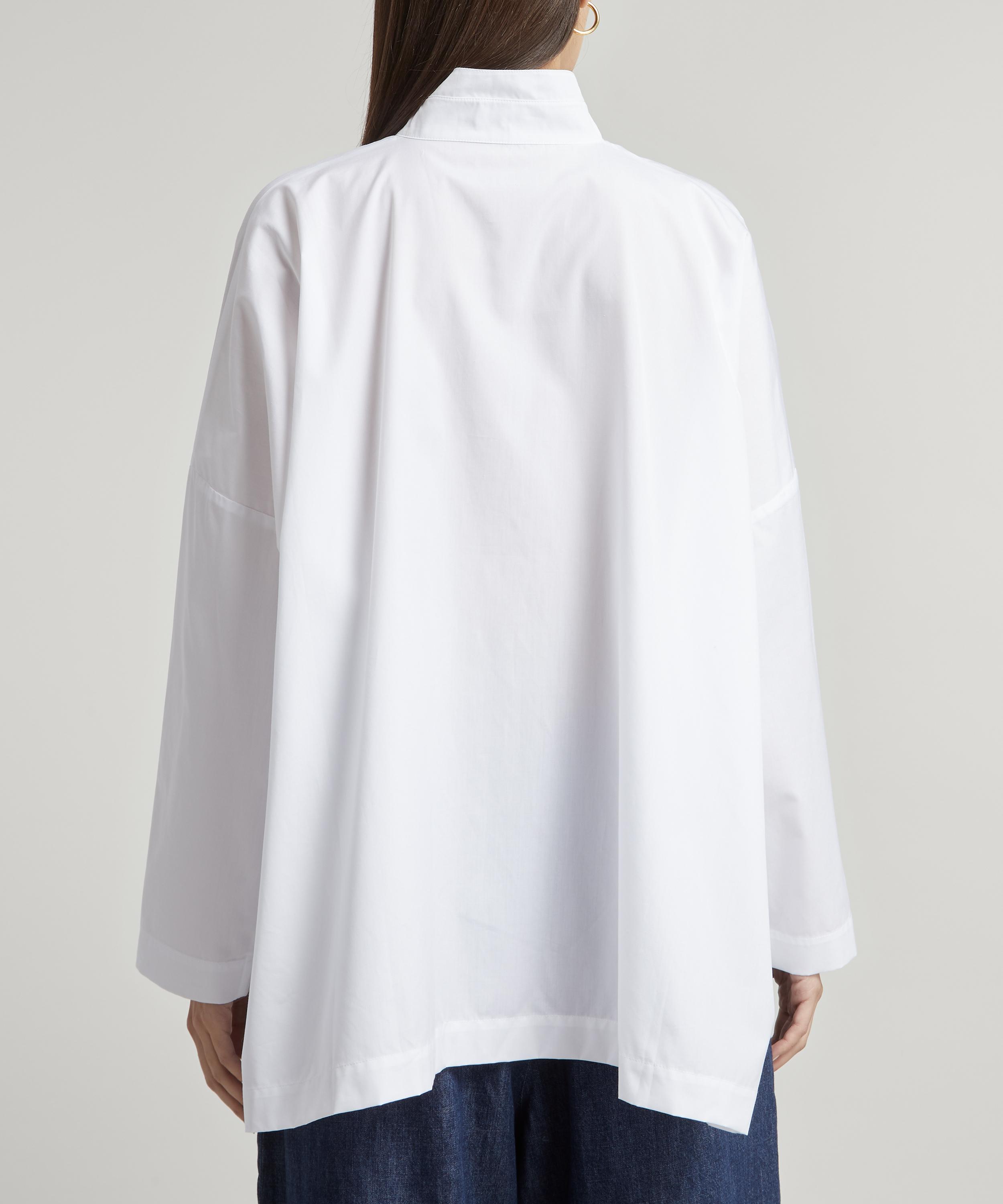 Eskandar white Cotton Stand-Collar Shirt