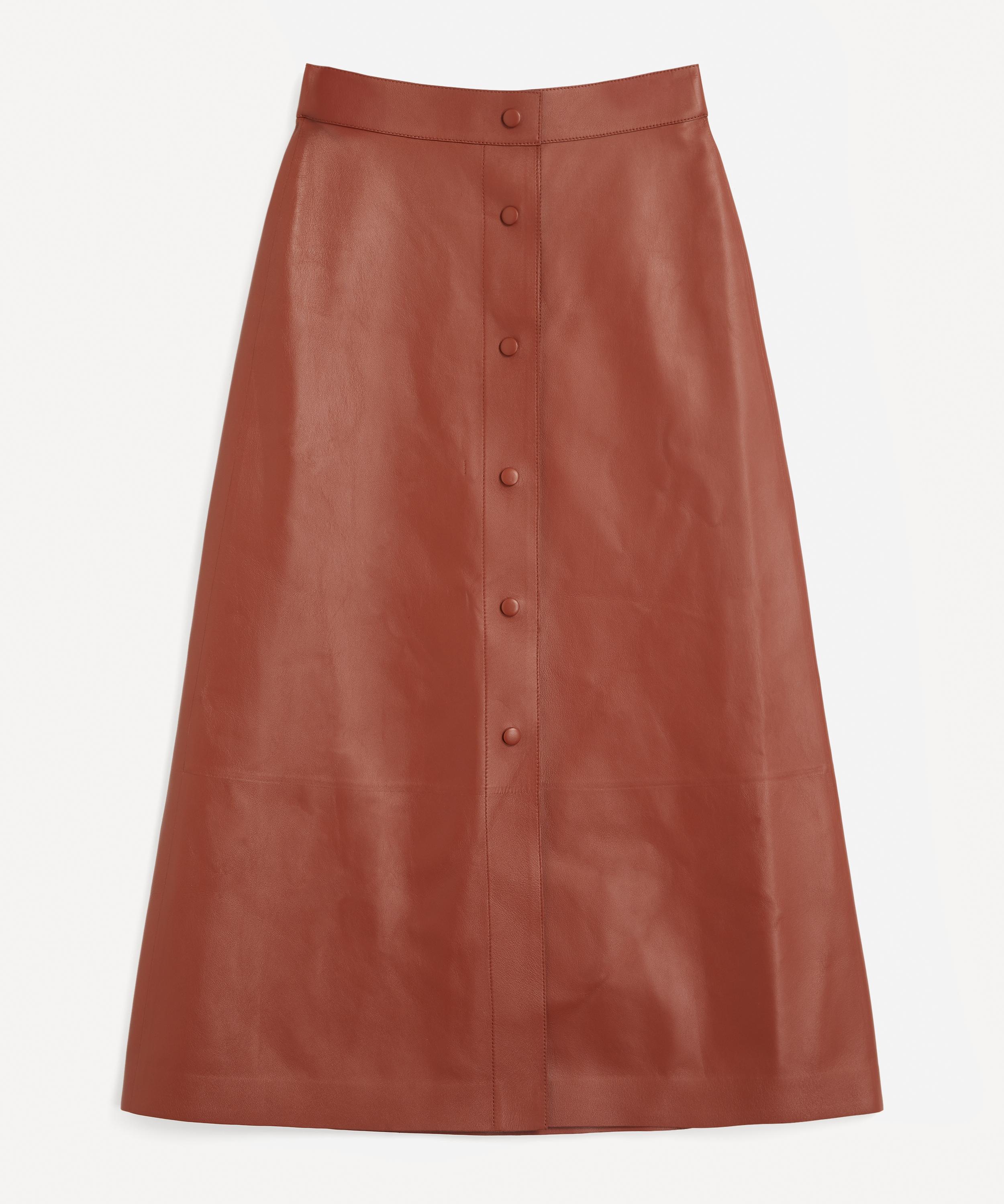 Great Plains Ania Faux Leather Skirt, Cocoa at John Lewis & Partners