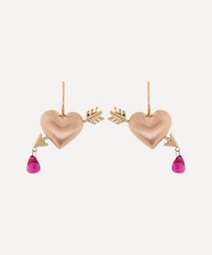 14ct Rose Gold Cupid's Arrow Ruby Drop Earrings