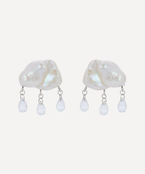 Rachel Quinn - 14ct Gold Rainy Day Pearl and White Topaz Cloud Drop Earrings