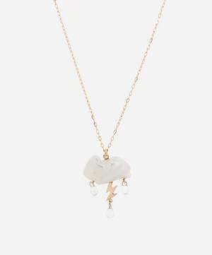 14ct Gold Petite Storm Cloud Pearl and White Topaz Pendant Necklace