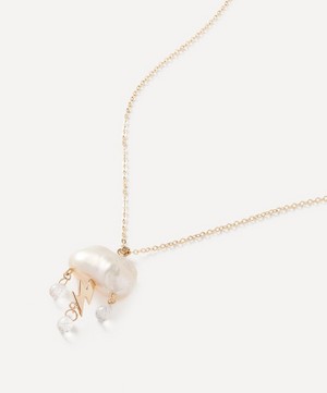 Rachel Quinn - 14ct Gold Petite Storm Cloud Pearl and White Topaz Pendant Necklace image number 0