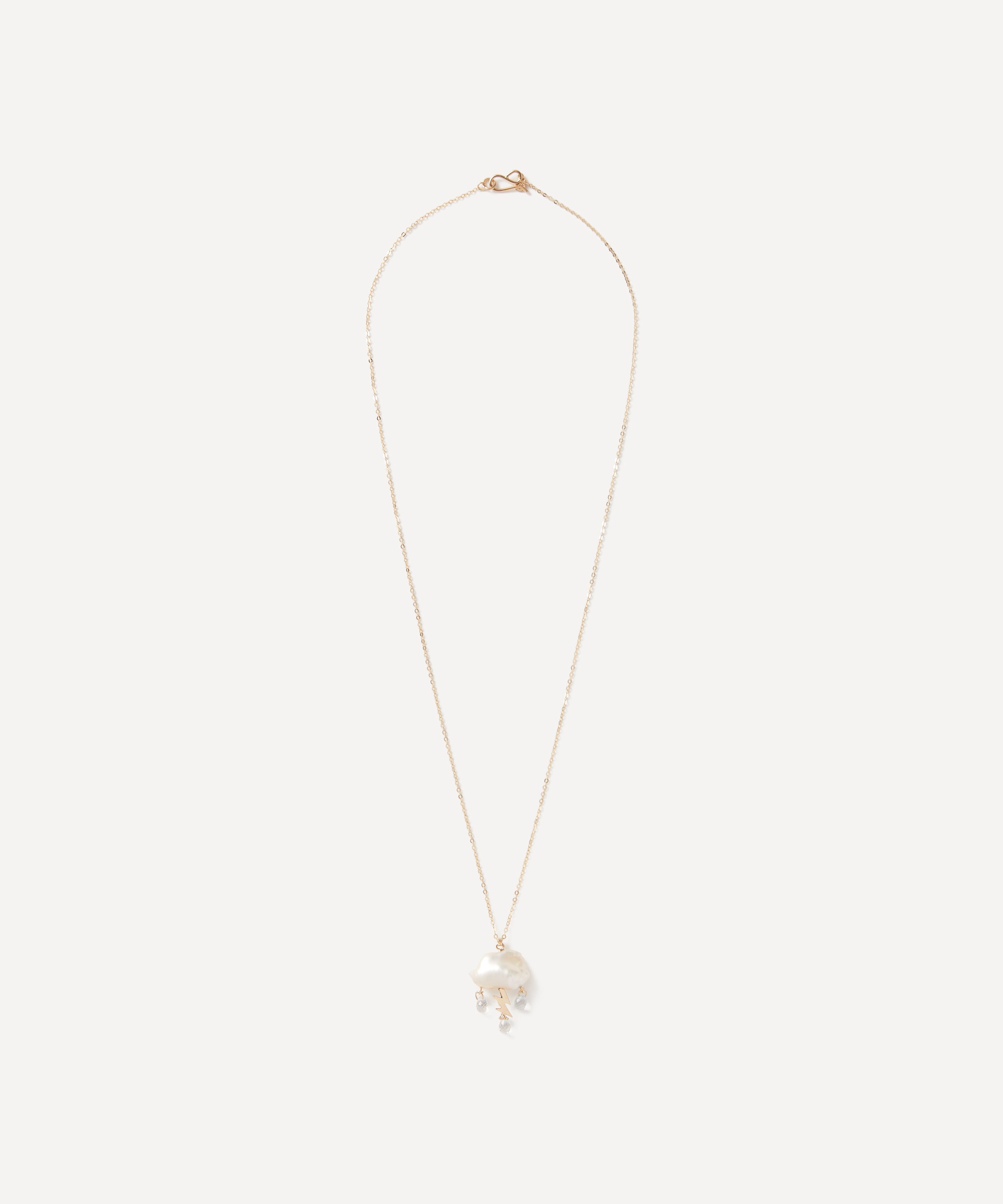 Rachel Quinn - 14ct Gold Petite Storm Cloud Pearl and White Topaz Pendant Necklace image number 1