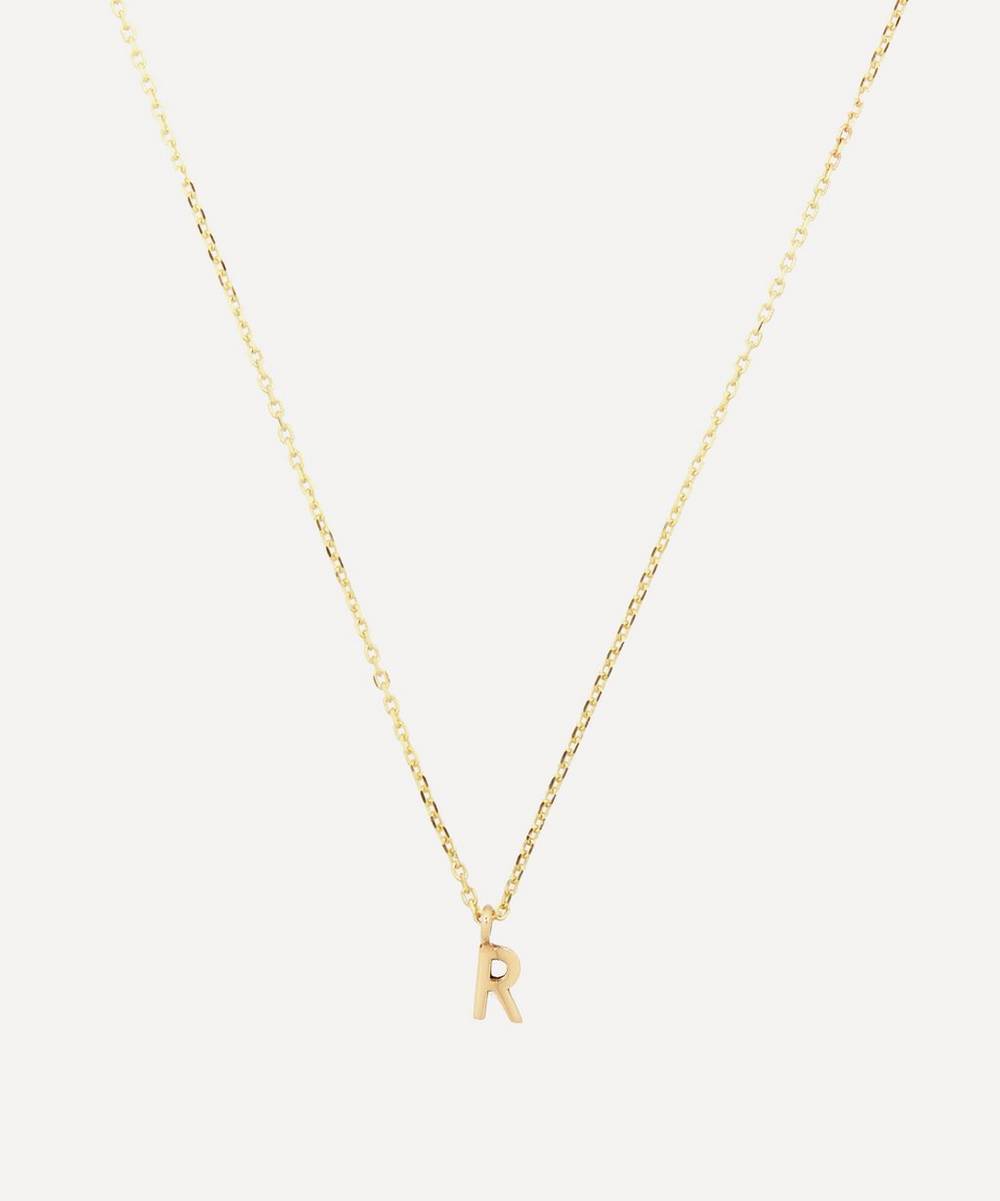 AURUM + GREY - 9ct Gold R Initial Pendant Necklace