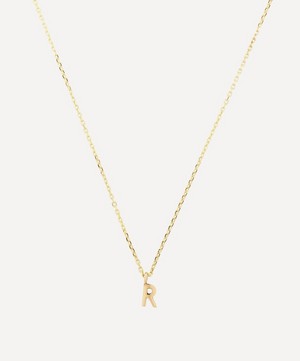 AURUM + GREY - 9ct Gold R Initial Pendant Necklace image number 0