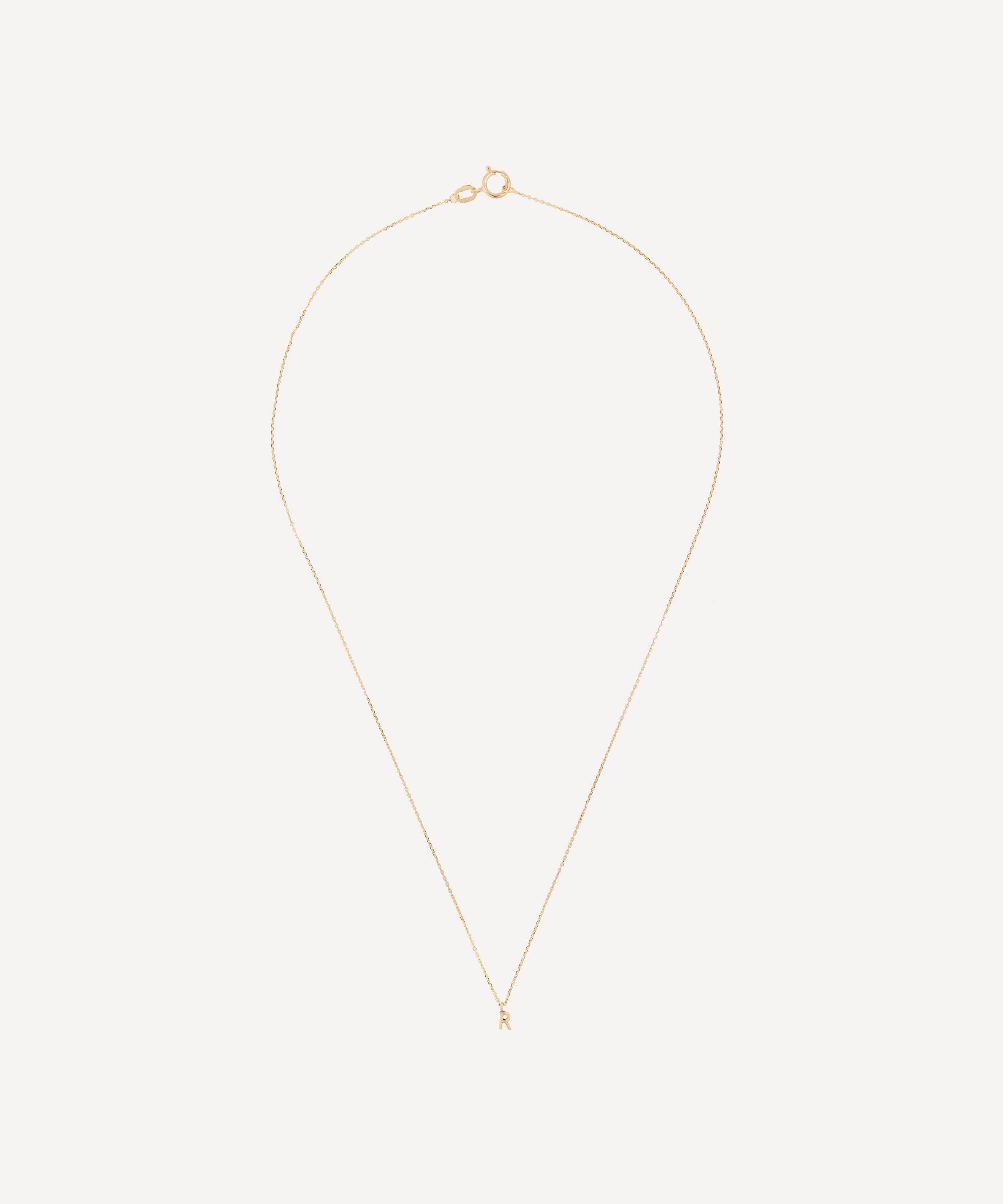 AURUM + GREY - 9ct Gold R Initial Pendant Necklace image number 2