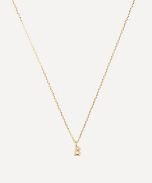 AURUM + GREY - 9ct Gold B Initial Pendant Necklace image number 0
