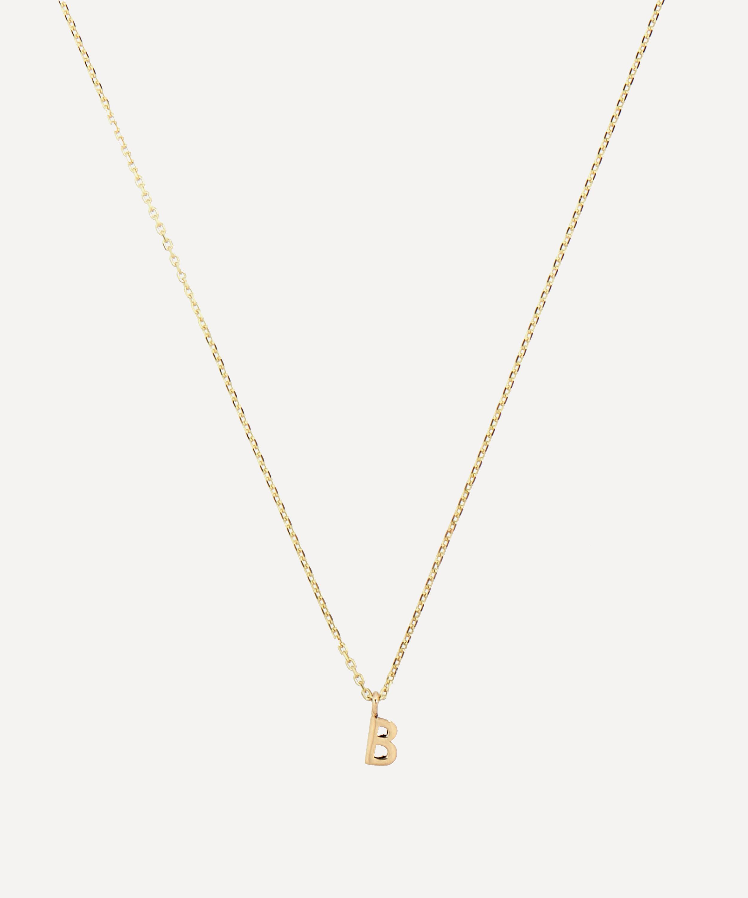 AURUM + GREY - 9ct Gold B Initial Pendant Necklace image number 0