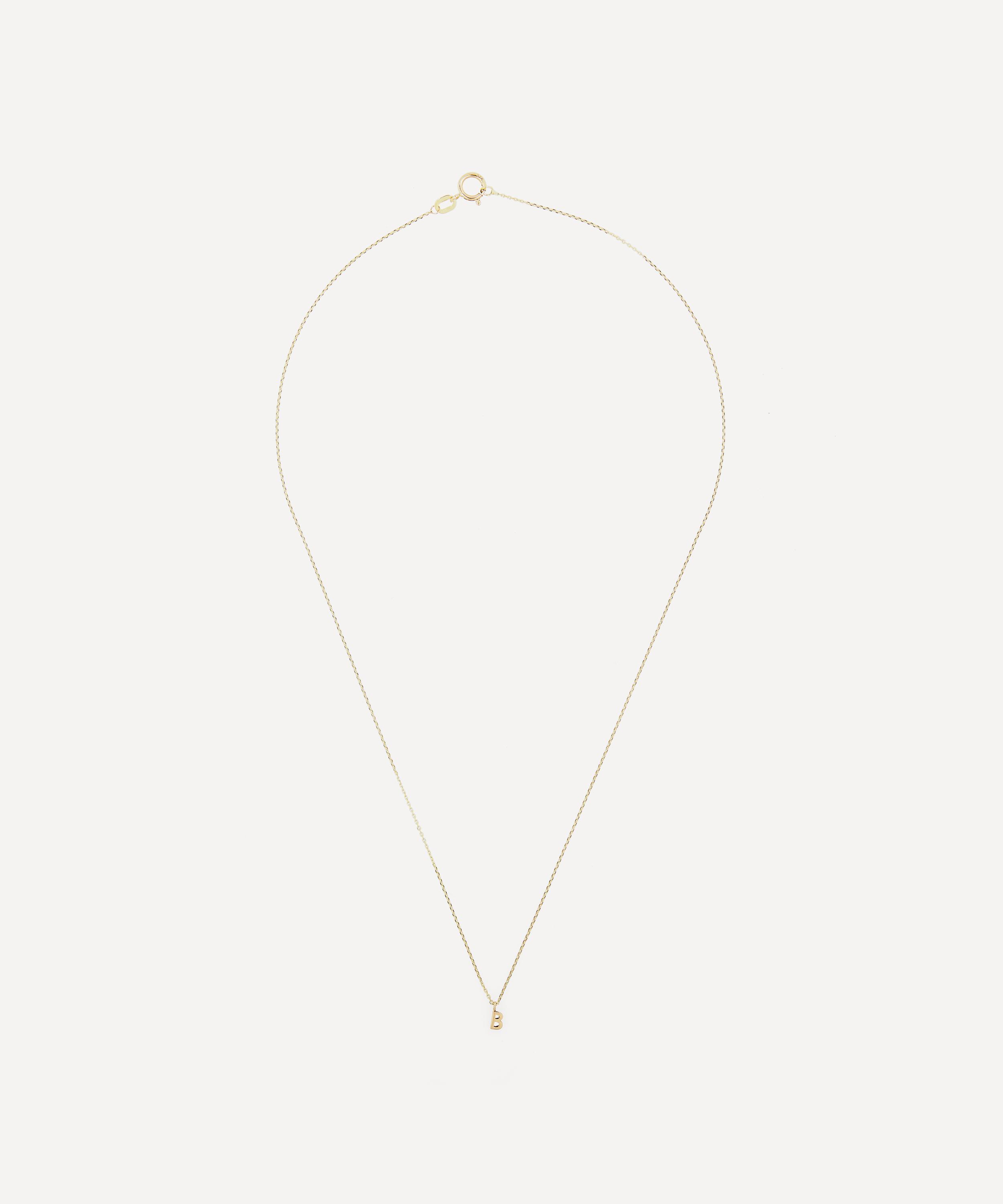 AURUM + GREY - 9ct Gold B Initial Pendant Necklace image number 2